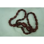 1930's amber ovoid shaped bead necklace