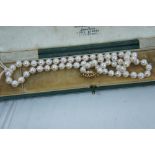 Single string of cultured pearls with 9ct gold clasp