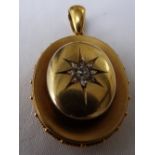 Late 19thC oval gold mourning pendant with old-cut diamonds