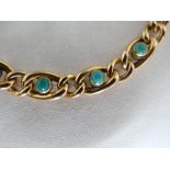 15ct rose gold link bracelet with turquoise decoration. 10.5g