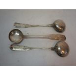 Set of three GIII Scottish silver sauce ladles, Edinburgh 1816, maker George Fenwick