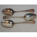 Five GIII plain silver tablespoons, London 1768, 11ozt., maker T&W Chawner