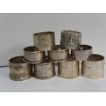 Nine silver napkin rings (two pairs) 10ozt.