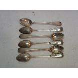 Set of six GIII silver snuff spoons, London 1809, maker Thomas Wallis