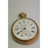 C. Marks & Co. Bombay and Poona 18ct gold top-winding pocket watch with white enamel dial, Roman