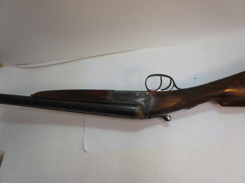 D.B. Crockart-Perth 16 bore box lock side-by-side shotgun no. 1744 length 109cm, together with leg - Image 2 of 3