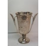 Edward VIII two-handled silver trophy on a raised circular foot, London 1936. 10ozt., G&S and Co.