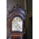 Good quality eight day mahognay long-case clock with urn finial to broken-arch top, blind fretwork