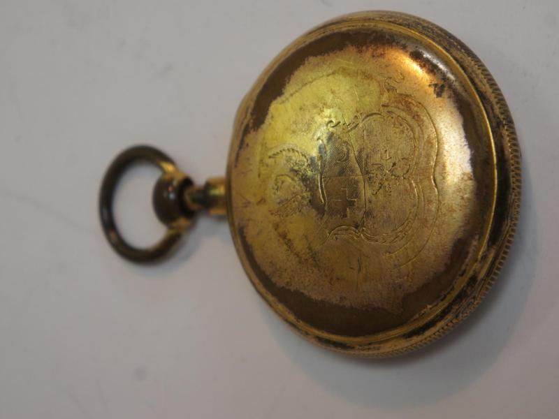 Late 18thC gold plated quarter repeating pocket watch with white enamelled dial, Roman numerals, and - Image 5 of 5