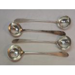 Set of four GIII Scottish silver sauce ladles made by Francis Howden