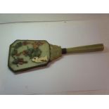 Chinese inlaid jade backed hand-held dressing mirror