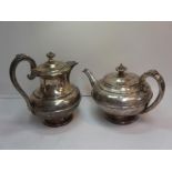 GIV silver coffee Biggin and teapot with shell decoration to reeded handle, London 1825, 51ozt..