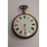 Late 18thC gold plated quarter repeating pocket watch with white enamelled dial, Roman numerals, and