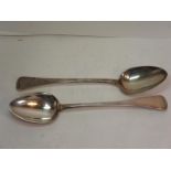Pair of GIII plain silver gravy spoons of plain form, London 1817. 7.5ozt. Maker William Chawner