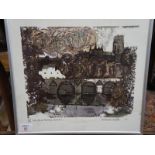 Norman Wade, Old Elvet Bridge, Durham, Coloured print, Signed, limited 244 / 300, 30 x 37cm