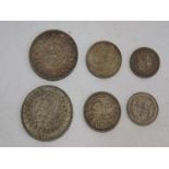 1887 silver coinage consisting of two florins, two shillings and two sixpences. VF