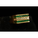 18ct gold, emerald and diamond ring