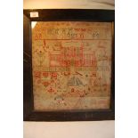 GIV needlework sampler by Mary Clark age 11 1826 18 x 16ins.