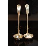 Pair of Scottish fiddle and shell pattern toddy ladles, Edinburgh 1844. maker WM, 2ozt