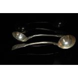 Pair of Victorian silver fiddle thread and shell pattern sauce ladles, London 1847 5.5ozt, maker