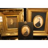 Three 18th / 19thC portrait miniatures of gentlemen on card. Largest 4.5 x 3.25ins.