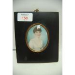 Early 19thC oval portrait miniature on ivory of Jane Nash, wife of Alan Newman, 2.75ins. x 2.25ins.