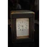 Hamilton and Inches, Paris, brass repeater carriage clock in travelling case with white enamel dial