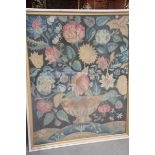 18thC needlework of a vase of flowers 26 x 20ins.