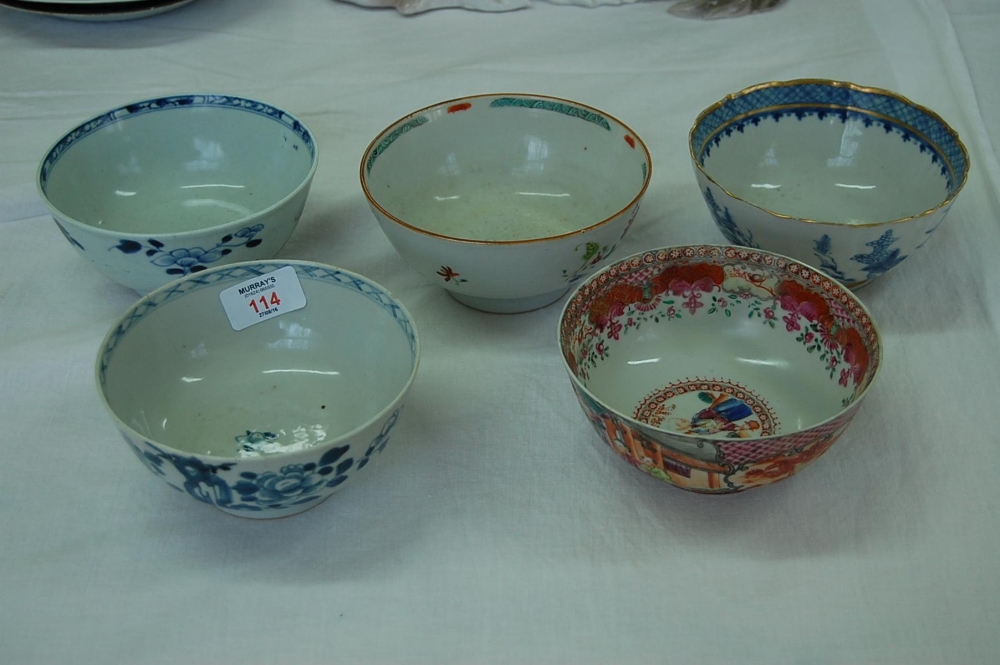 Five 18thC Chinese rice bowls