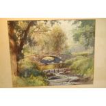 H. "Dusty" Miller, Manx stone bridge, Watercolour, Signed and dated '56, 10 x 12ins.