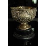 Victorian chased silver rose bowl, Chester 1899, 7.5ozt., engraved