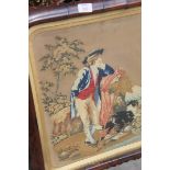 Victorian needlework of a shepherd and his dog in a rosewood frame, 21 x 16ins.
