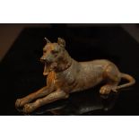 19thC cold-painted bronze Great Dane. 7ins. long