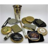 Collection of compacts including KIGU and STRATTON plus a shagreen cigarette case, etc.