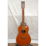 Vintage parlour guitar V880N, cedar top, mother of pearl inlay to fret board with padded case and