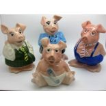 Four Wade NatWest Pig money boxes with original stoppers