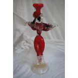 Murano red glass lady in a top hat, height 12 ins.