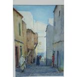 Adolf C Meyer, North African street scene, Watercolour, 12 x 9 ins.
