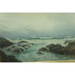 Adolf C Meyer, Breakers on a rocky coastline, Watercolour, Signed, 20 x 30 ins.