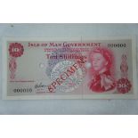 Isle of Man Government 10 shilling note, specimen - Garvey 1961