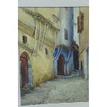 Adolf C Meyer, North African cobbled street, Watercolour, 16 x 12 ins.