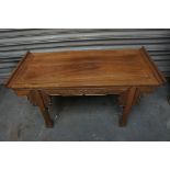 Chinese carved rosewood low alter table. 40 x 18 x 19 ins.