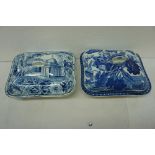 Two 19thC Wedgwood pearlware blue and white tureens, impressed marks