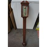 Sheraton style stick barometer with silvered dial by E.J. Lawrence, Benchley