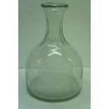 19th / 20thC Castletown Brewery etched glass carafe. Ht 8 ins.
