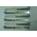 Set of six silver bladed dessert knives with Wedgwood handles