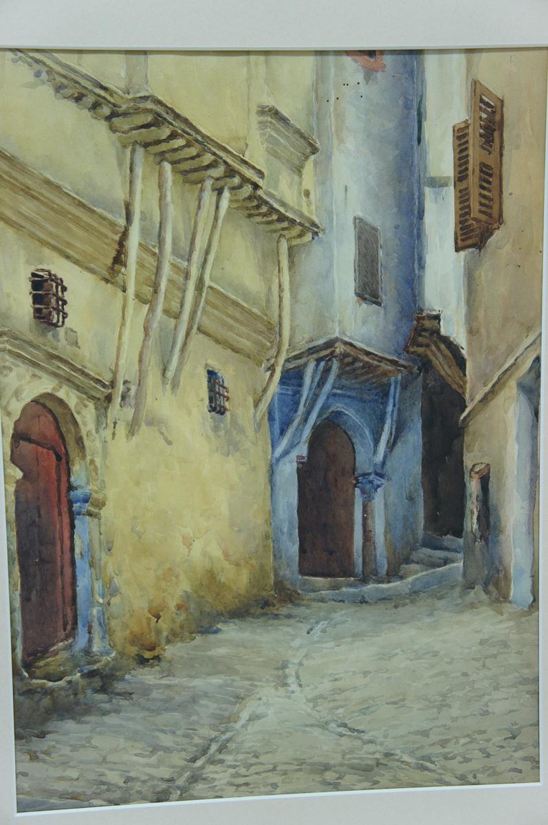 Adolf C Meyer, North African cobbled street, Watercolour, 16 x 12 ins. - Image 2 of 2