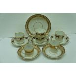 18th / 19thC Barr Worcester "Vine" pattern cups and saucers together with two Pinxton coffee cans,