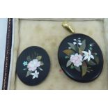 Petra dura floral oval locket and plaque