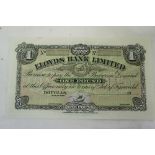 Lloyds Bank Limited £1 note 1935, uncirculated / unissued